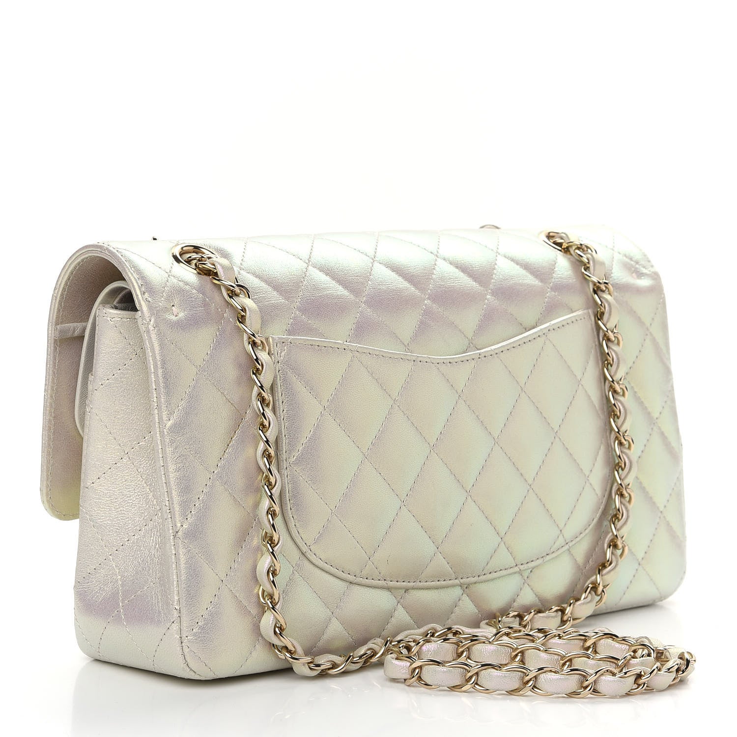 Chanel Iridescent Lambskin Quilted Medium Double Flap Ivory 3 of 9