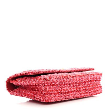 Chanel Tweed Quilted Reissue Wallet On Chain WOC Red Pink Multicolor 4 of 10
