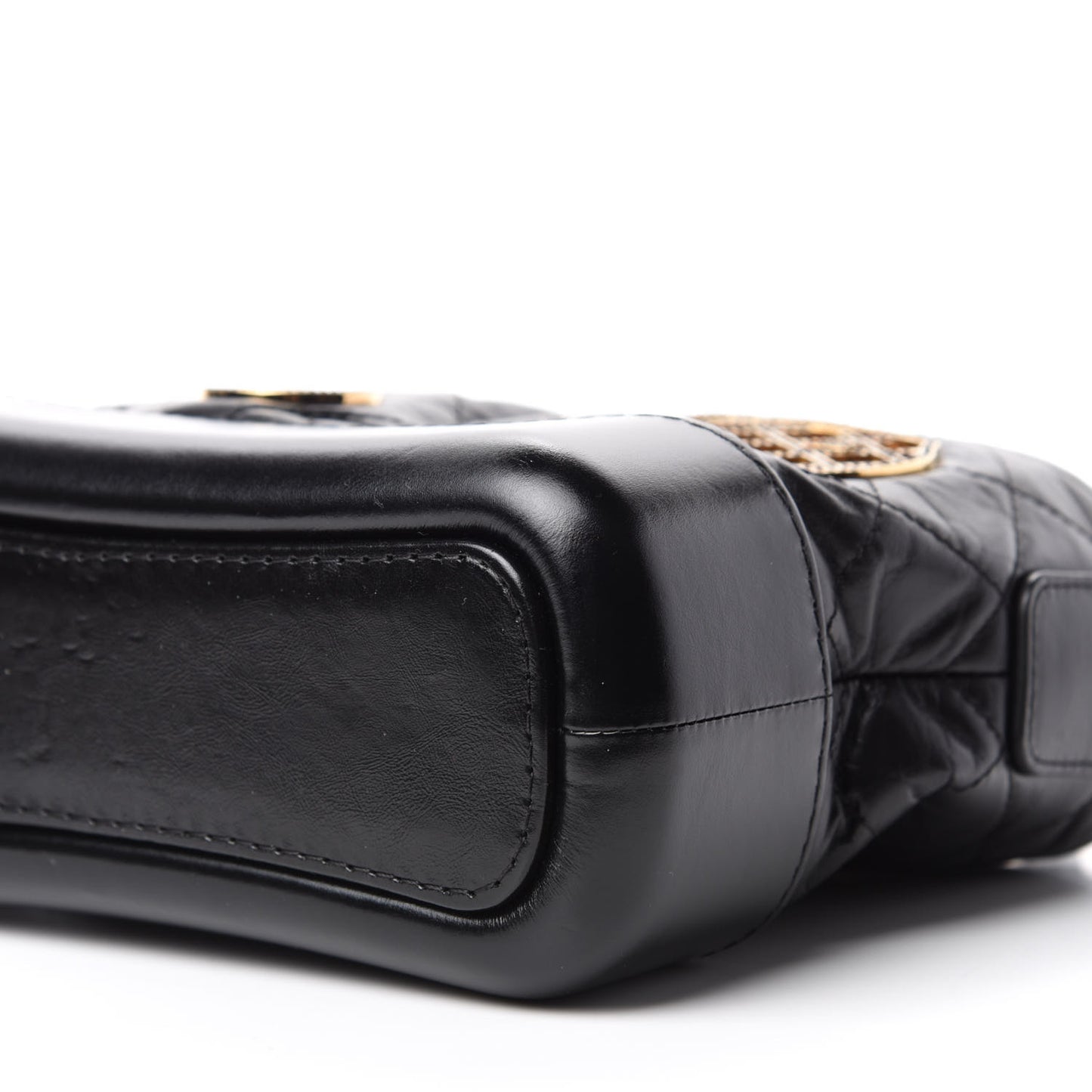Aged Calfskin Quilted Charms Small Gabrielle Hobo Black