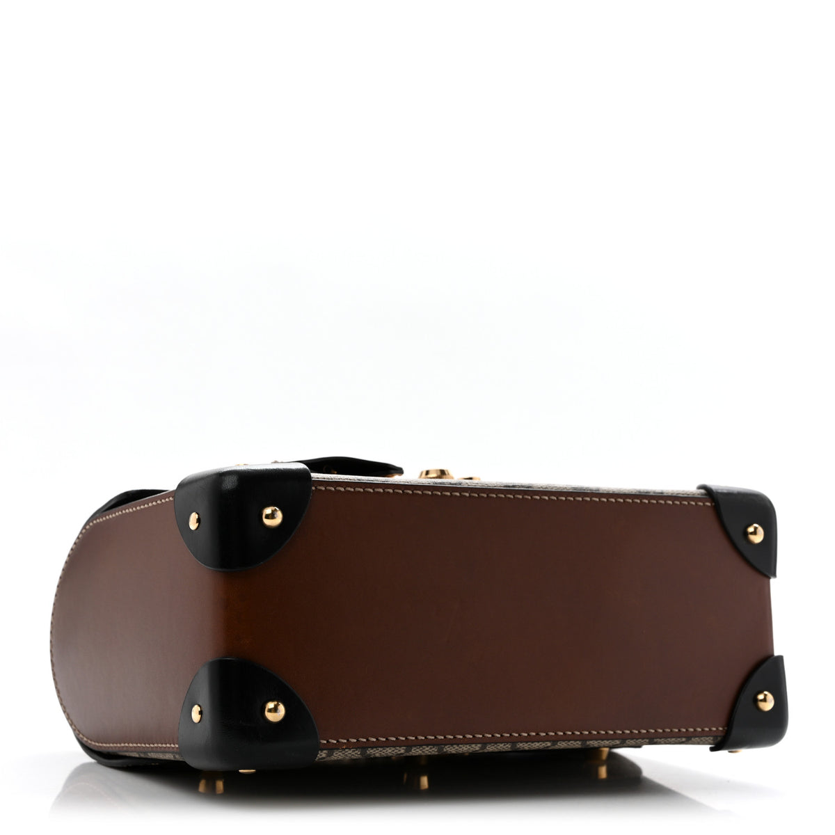 GG Supreme Monogram Small Padlock Bamboo Shoulder Bag Beige Black Cuir