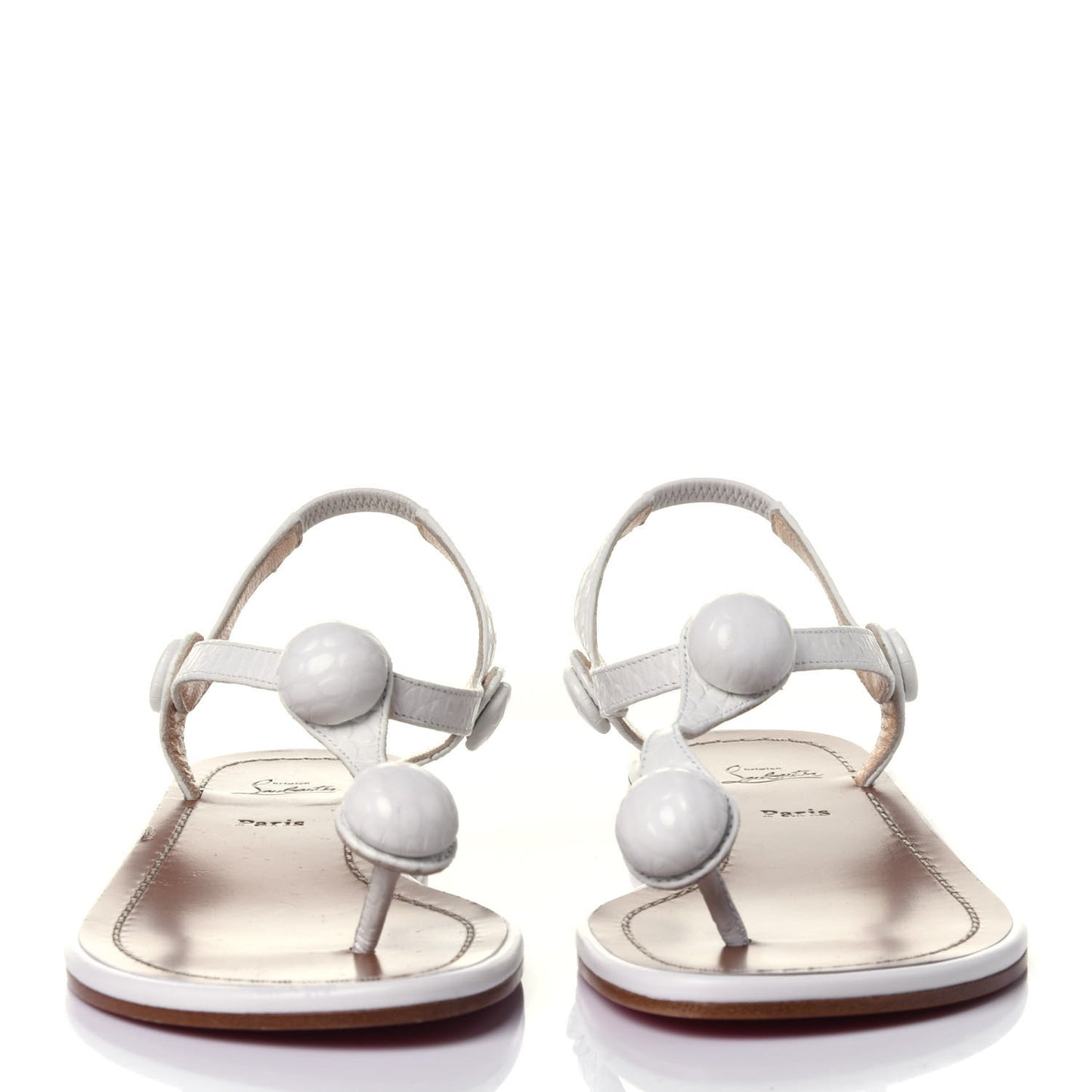 Calfskin Jurassic Nappa Planet Ball Flat Sandals 36 White