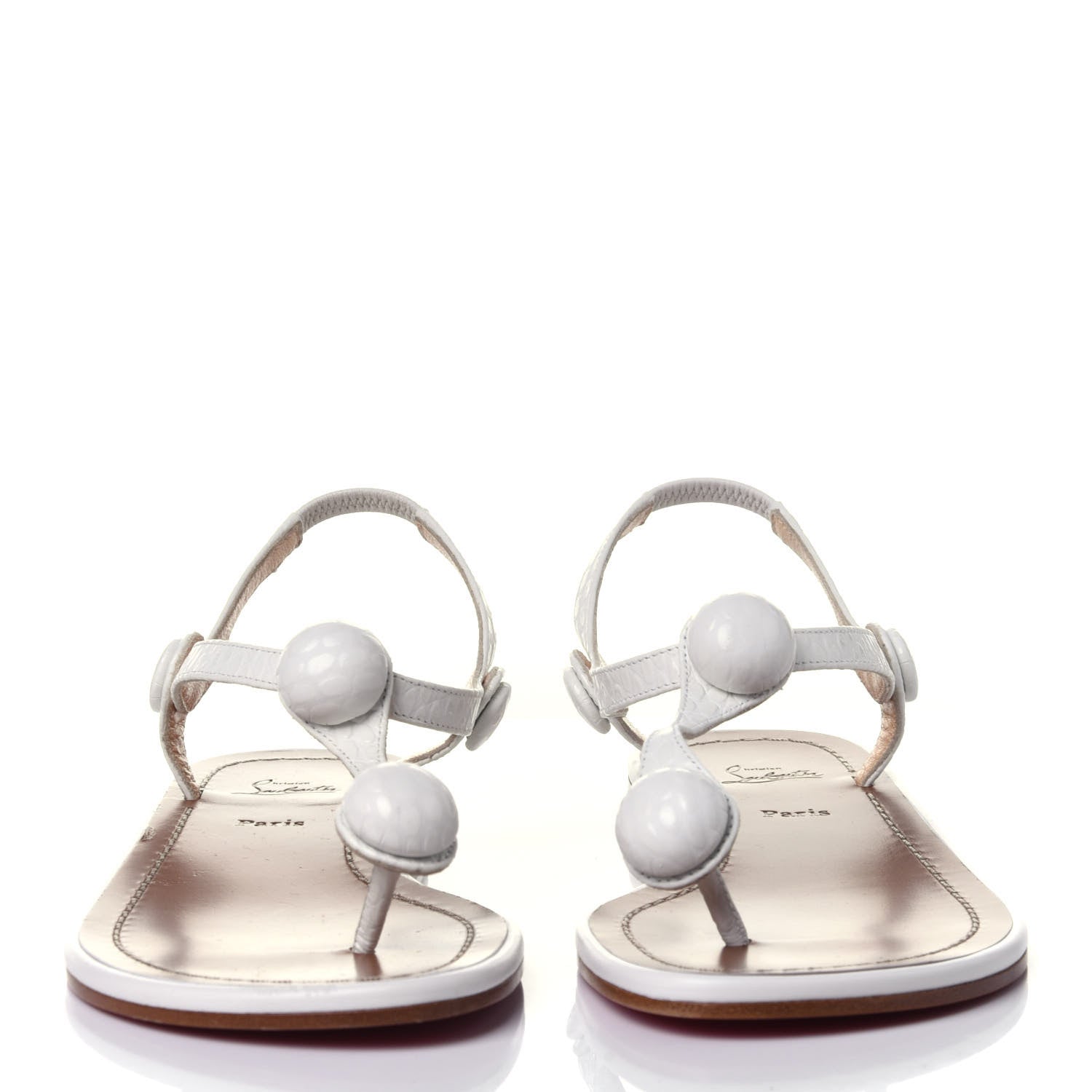Christian Louboutin Calfskin Jurassic Nappa Planet Ball Flat Sandals 36 White 2 of 10