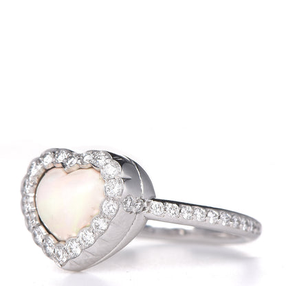 Christian Dior 18K White Gold Diamond Opal Heart Ring 51 5.75 4 of 9