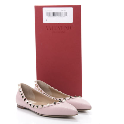 Valentino Garavani Pebbled Calfskin Rockstud Ballerina Flats 36.5 Water Rose 11 of 11