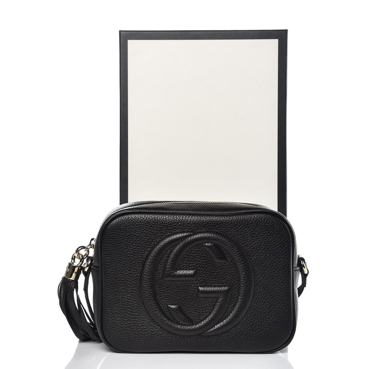 Pebbled Calfskin Small Soho Disco Bag Black