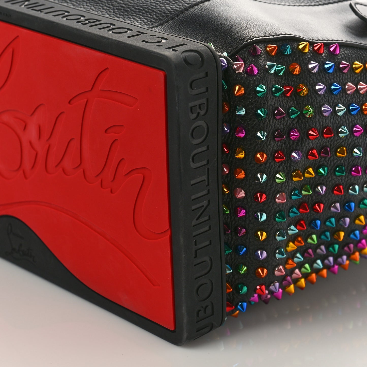 Calfskin Spiked Explorafunk Backpack Black Multicolor