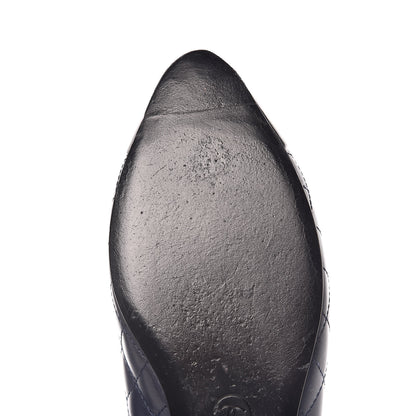 Chanel Aged Calfskin Quilted CC Cap Toe Ballerina Flats 37 Navy 11 of 14