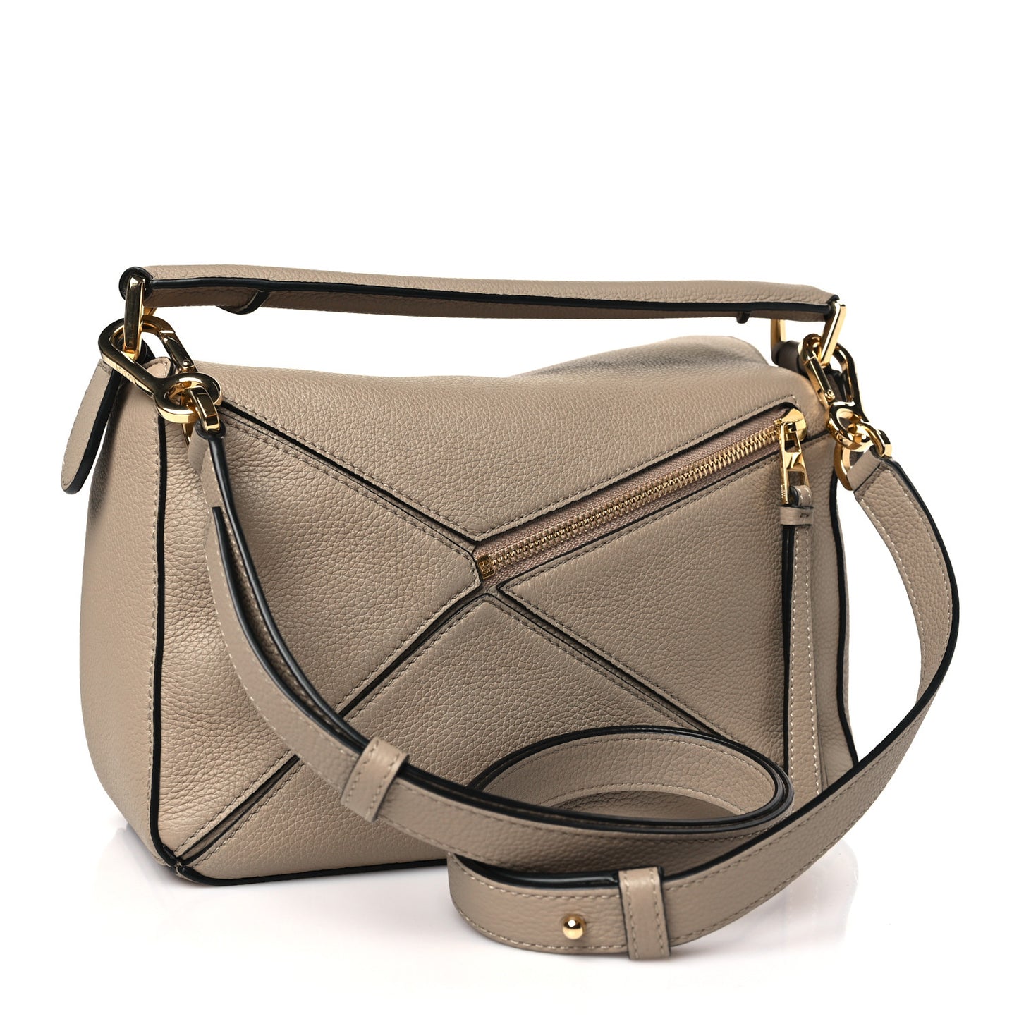 Grained Calfskin Small Puzzle Bag Sand