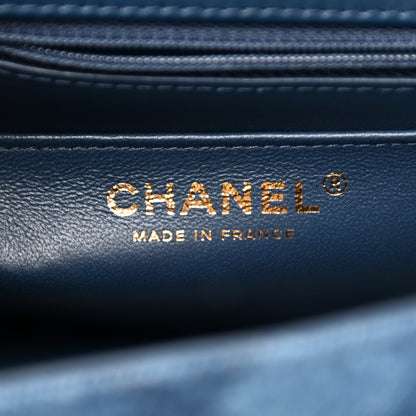 Chanel Printed Denim Quilted Mini Rectangular Flap Dark Blue 6 of 9