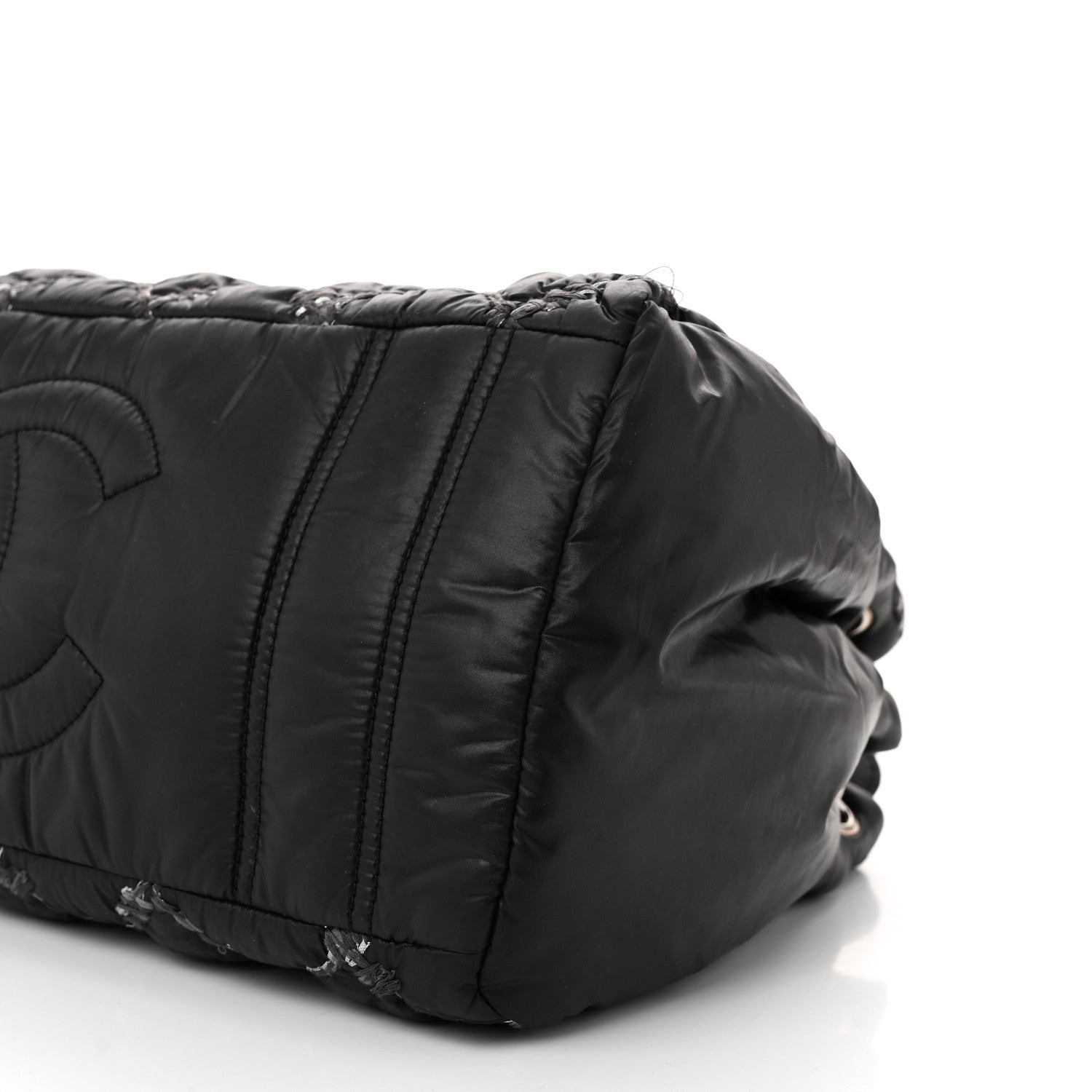 Chanel Nylon Quilted Tweed Stitch Bubble Tote Black 10 of 10