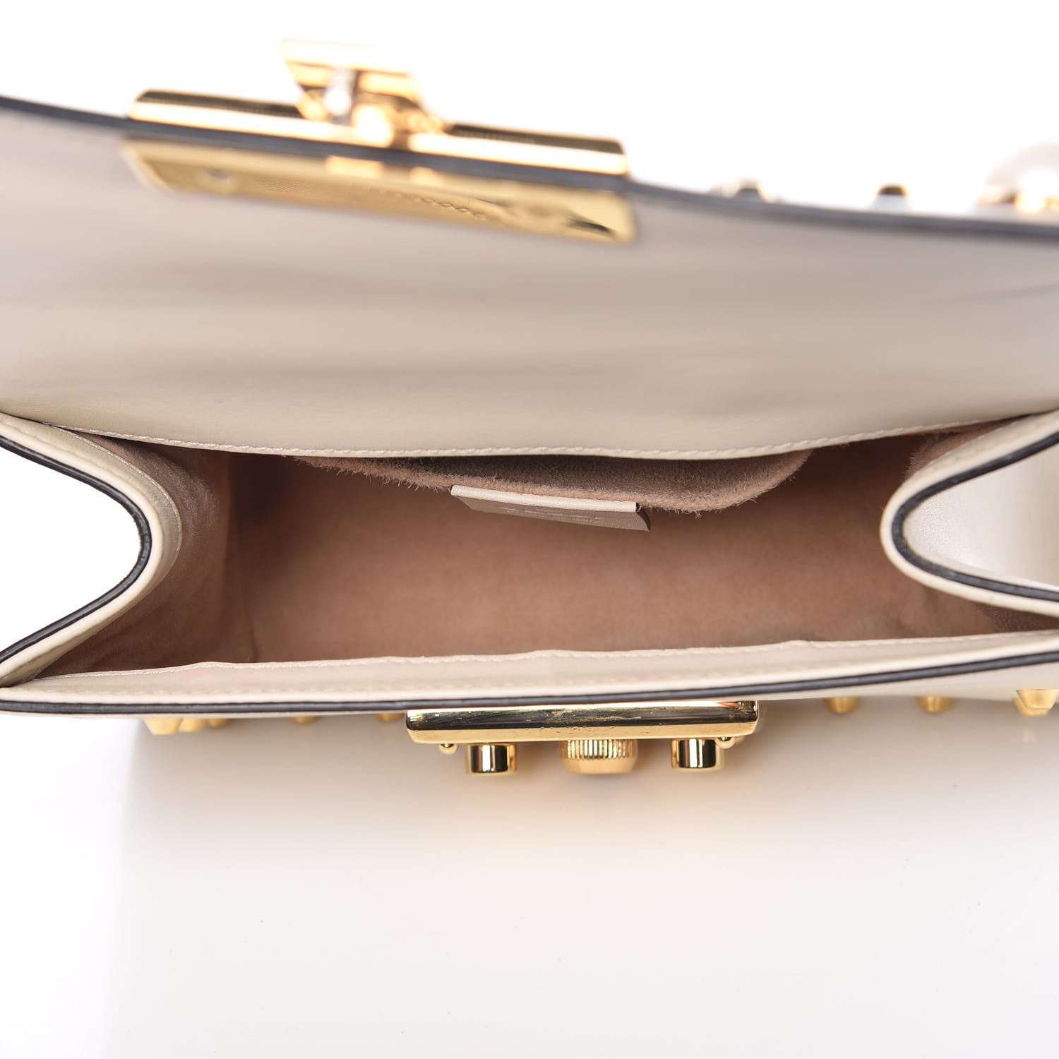 Gucci Calfskin Studded Small Padlock Shoulder Bag White 5 of 10