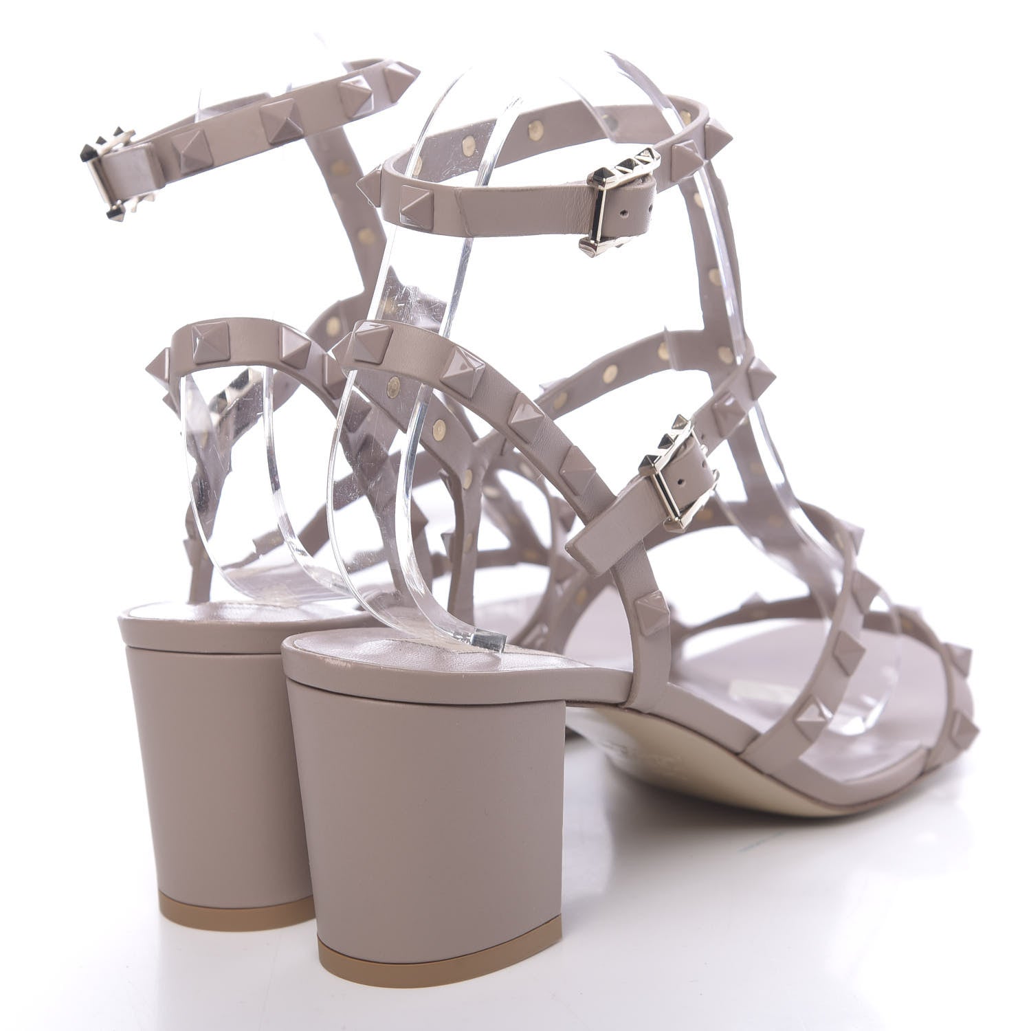 Valentino Garavani Calfskin Rockstud 60mm City Sandals 39.5 Poudre 4 of 10