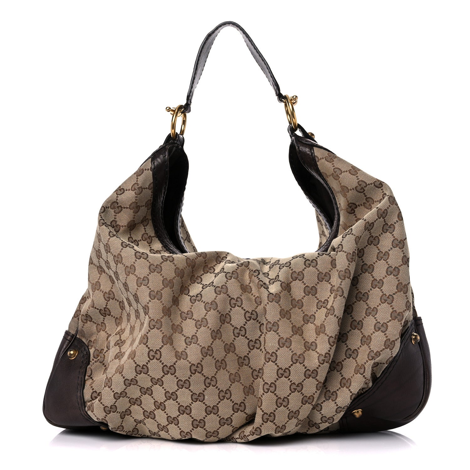 Gucci Monogram Large Jockey Hobo Dark Brown 1 of 18