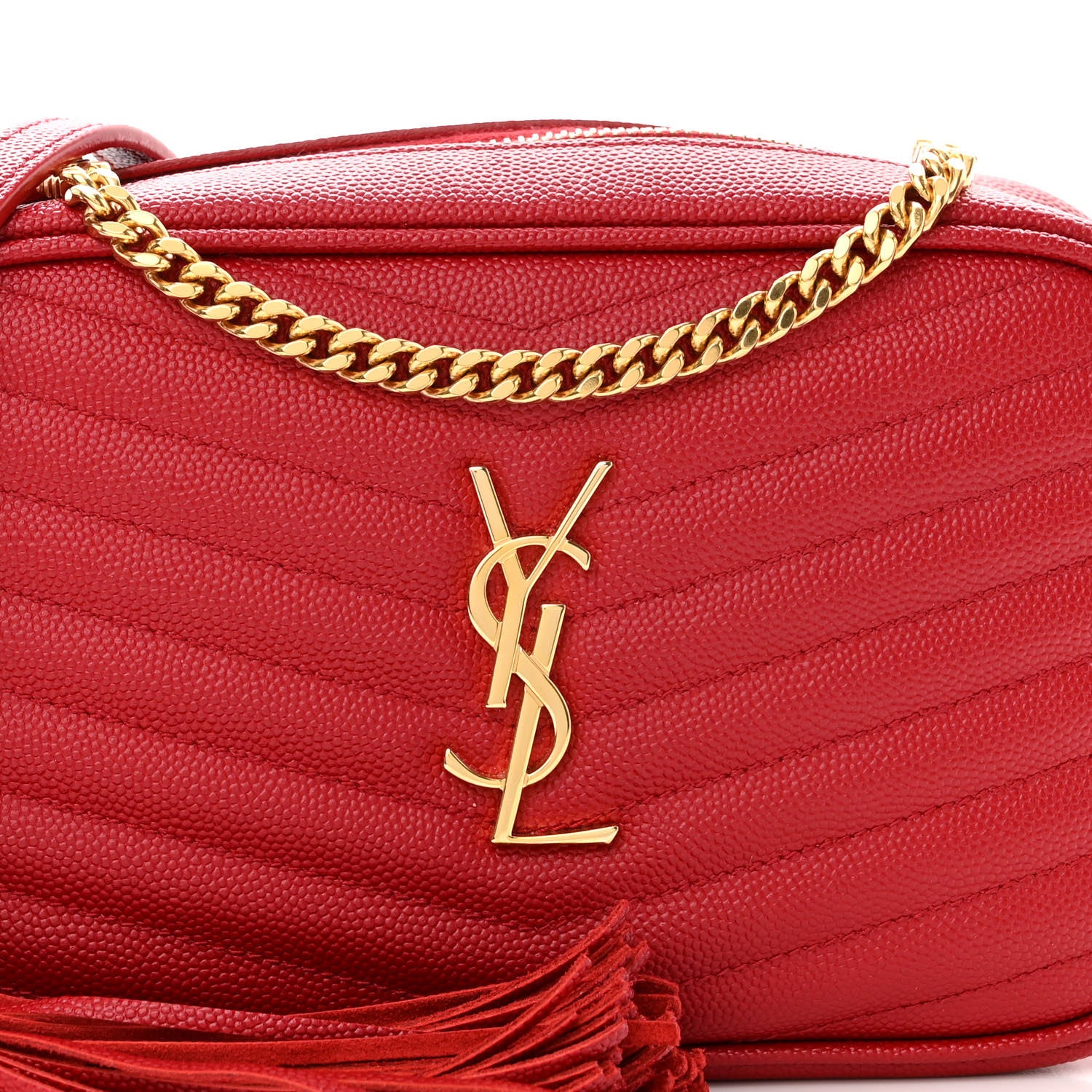 Saint Laurent Grain De Poudre Matelasse Monogram Mini Lou Camera Bag Eros Red 8 of 10