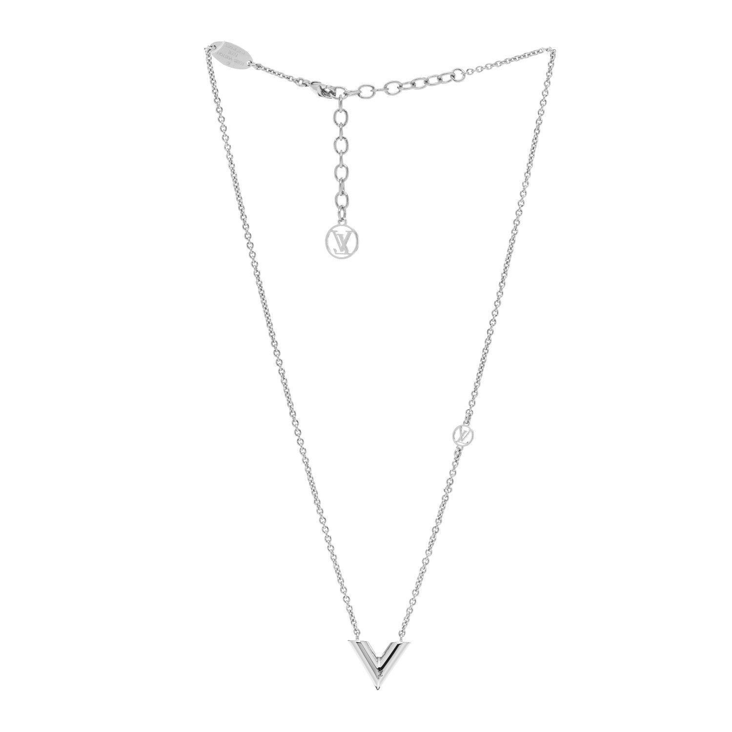 Louis Vuitton Metal Essential V Supple Necklace Silver 3 of 4