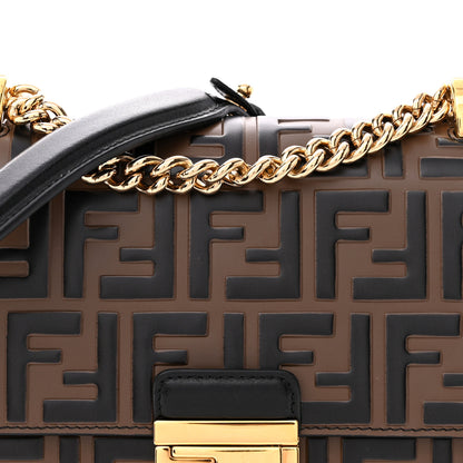Fendi Vitello Liberty Bi-Color FF 1974 Embossed Small Kan U Shoulder Bag Maya Black 8 of 11