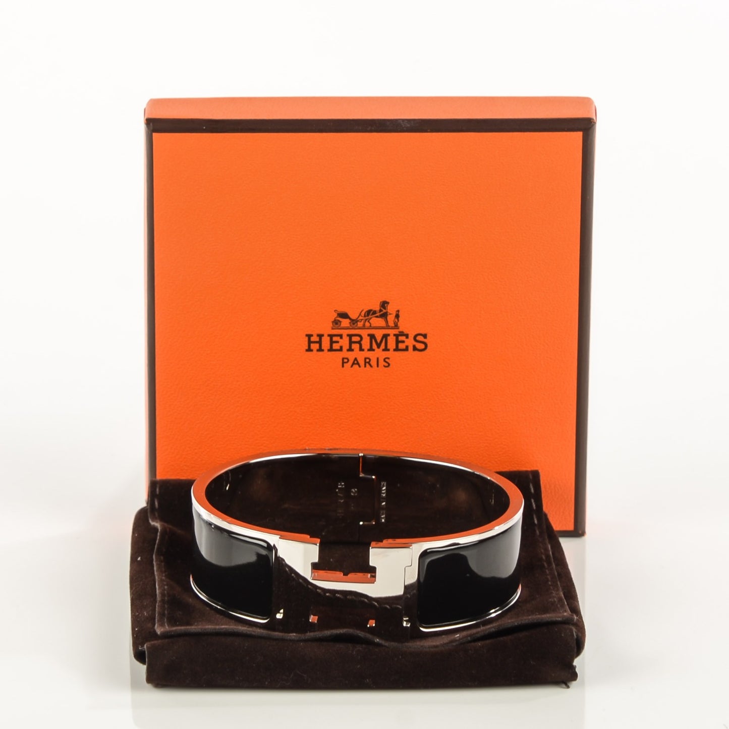 Enamel Wide Clic Clac H Bracelet Black