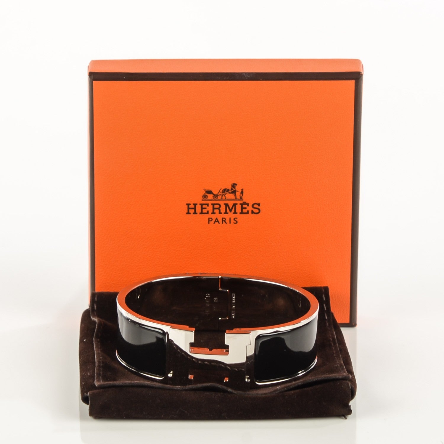 Hermes Enamel Wide Clic Clac H Bracelet Black 4 of 5