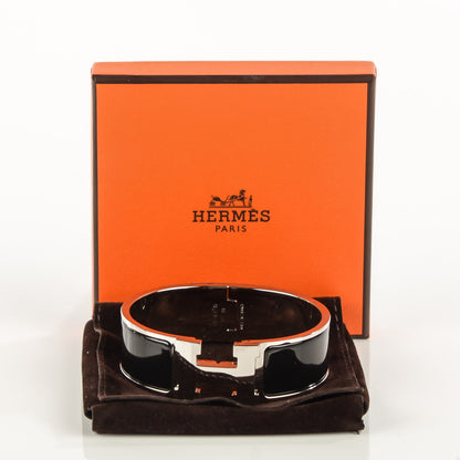 Hermes Enamel Wide Clic Clac H Bracelet Black 4 of 5