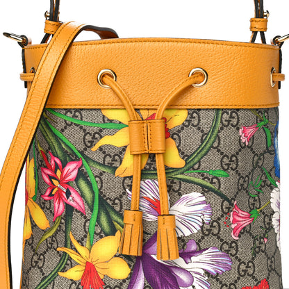 Gucci GG Supreme Monogram Flora Small Ophidia Bucket Bag Beige Multicolor Crop 9 of 13