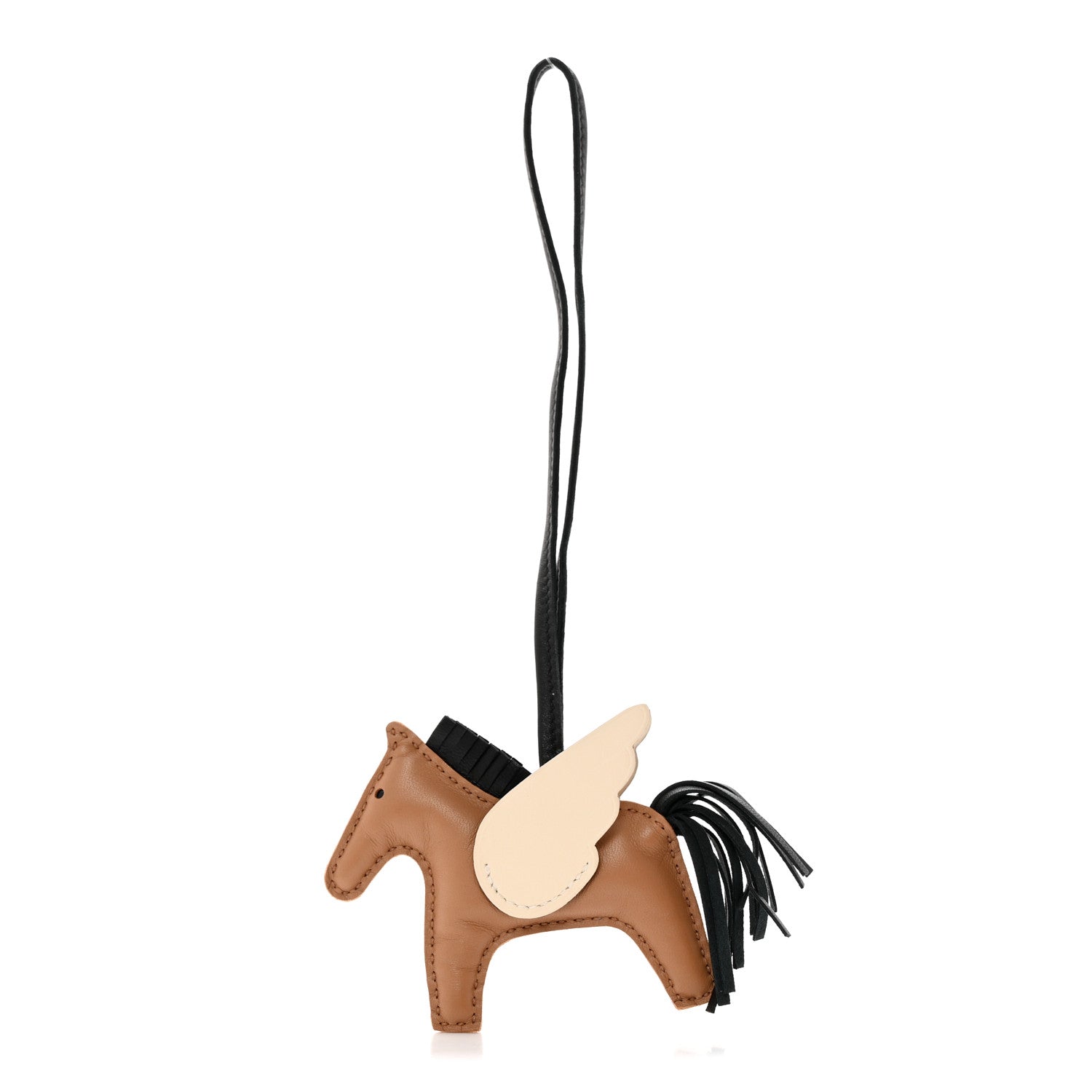 Hermes Milo Lambskin Grigri Rodeo Pegase Horse Bag Charm PM Sesame Black Nata 1 of 5