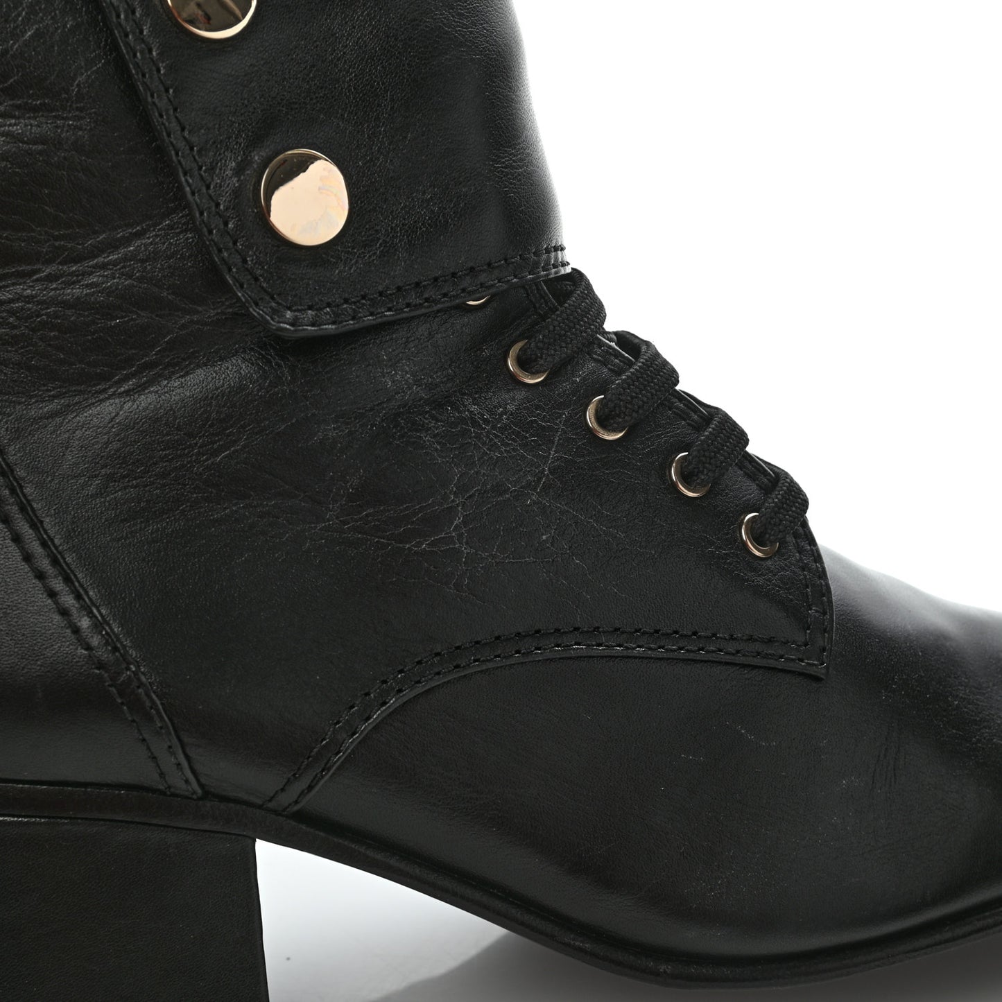 Calfskin Patent Cap Toe CC Lace Up Boots 40 Black