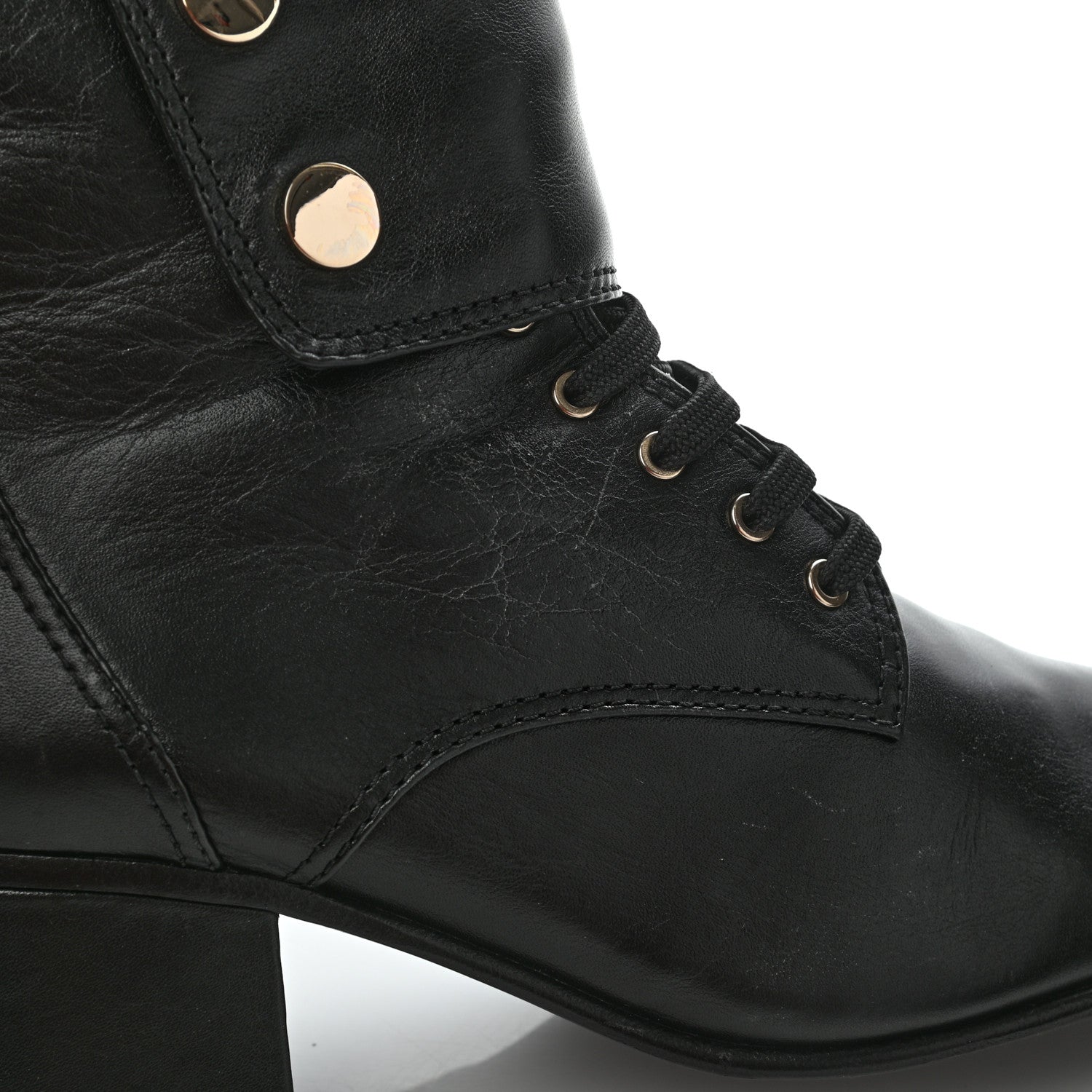 Chanel Calfskin Patent Cap Toe CC Lace Up Boots 40 Black 8 of 16
