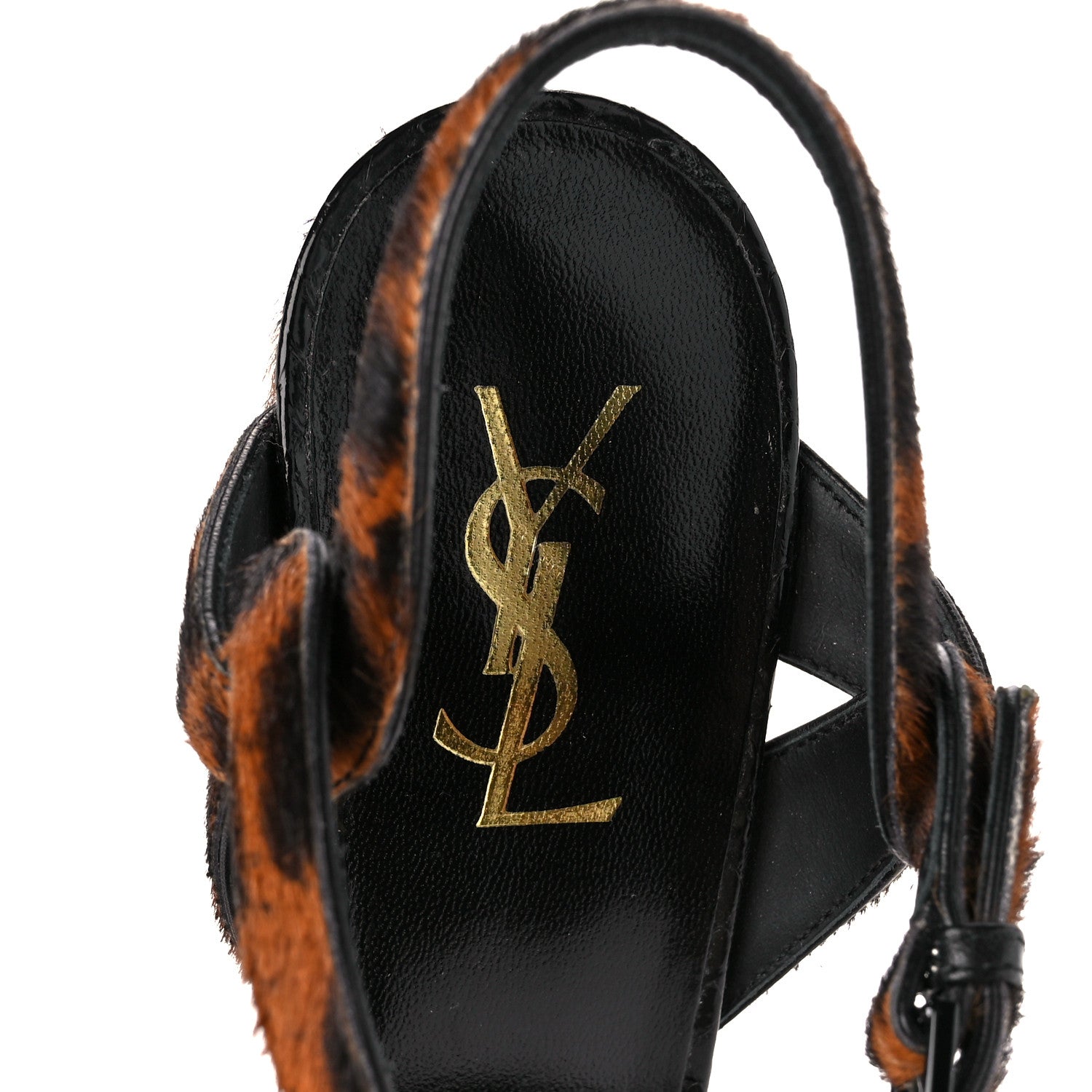 Saint Laurent Pony Hair Leopard Print Tribute 105 Platform Sandals 40 Naturale 8 of 9