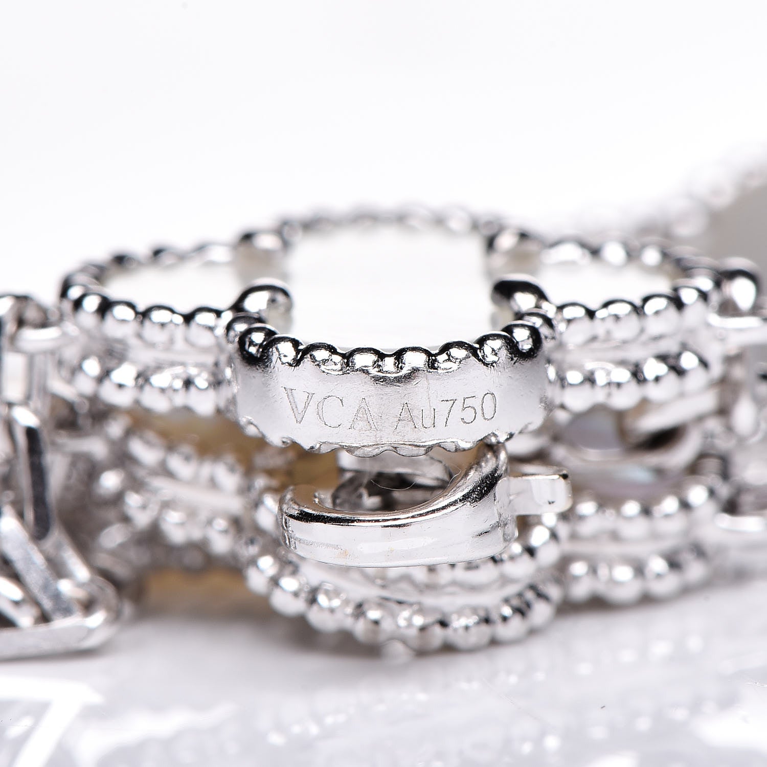 Van Cleef & Arpels 18K White Gold Mother of Pearl 5 Motifs Vintage Alhambra Bracelet 4 of 5