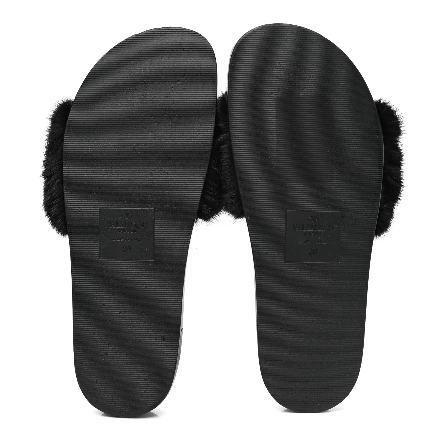 Valentino Garavani Mink Fur Rockstud Slide Sandals 39 Black 5 of 8