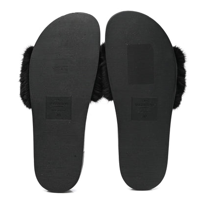 Valentino Garavani Mink Fur Rockstud Slide Sandals 39 Black 5 of 8