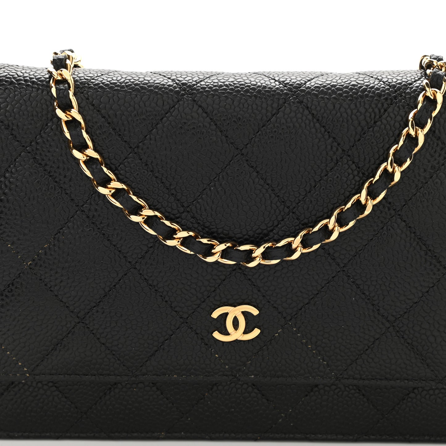 Caviar Quilted Wallet On Chain WOC Black