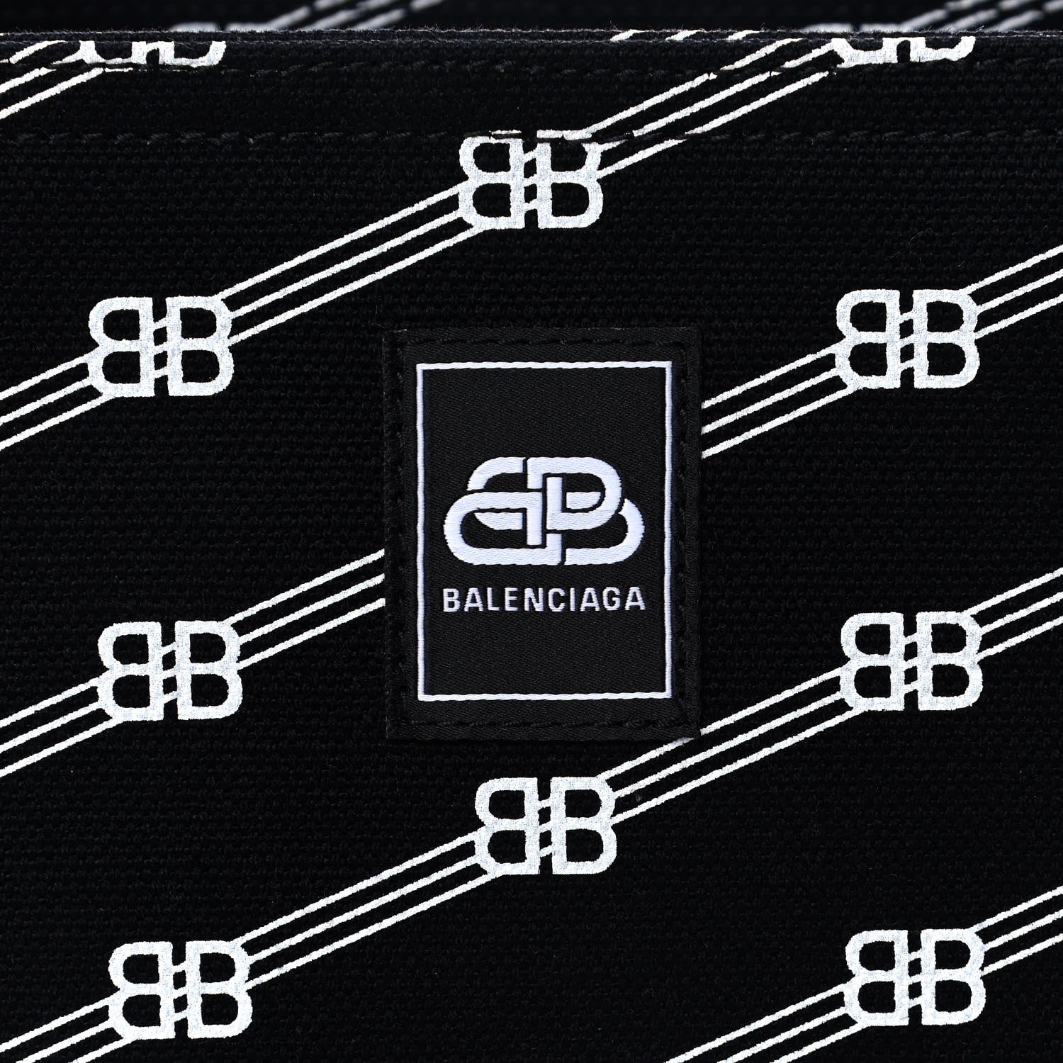 Balenciaga Cotton Canvas Diagonal BB Monogram Small Sharp Tote Black White 9 of 12