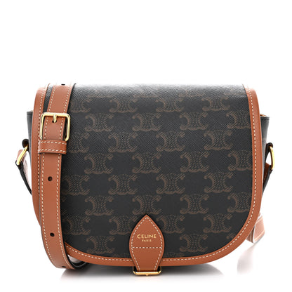 Celine Triomphe Canvas Medium Folco Bag Tan 1 of 10