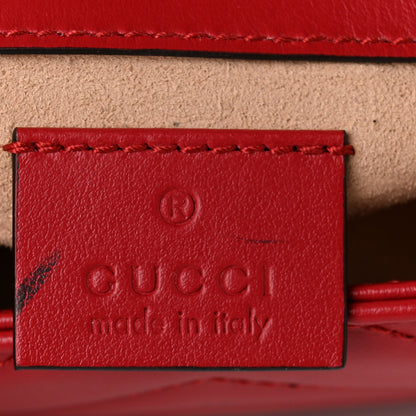 Gucci Calfskin Matelasse Super Mini GG Marmont Shoulder Bag Hibiscus Red 6 of 11