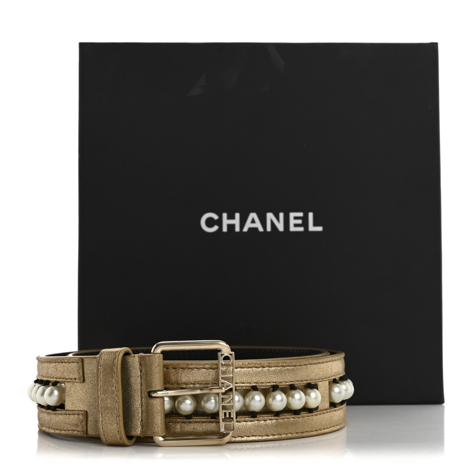 Chanel Metallic Lambskin Pearl CC Belt 80 32 Gold 7 of 7