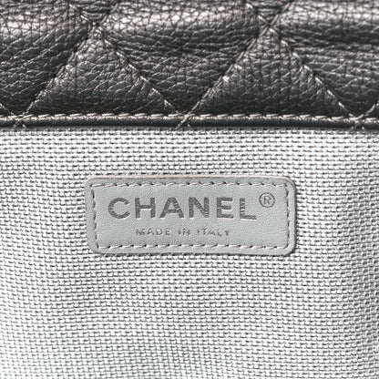 Chanel Metallic Calfskin Quilted Small XXL Travel Flap Bag Dark Silver 6 of 12