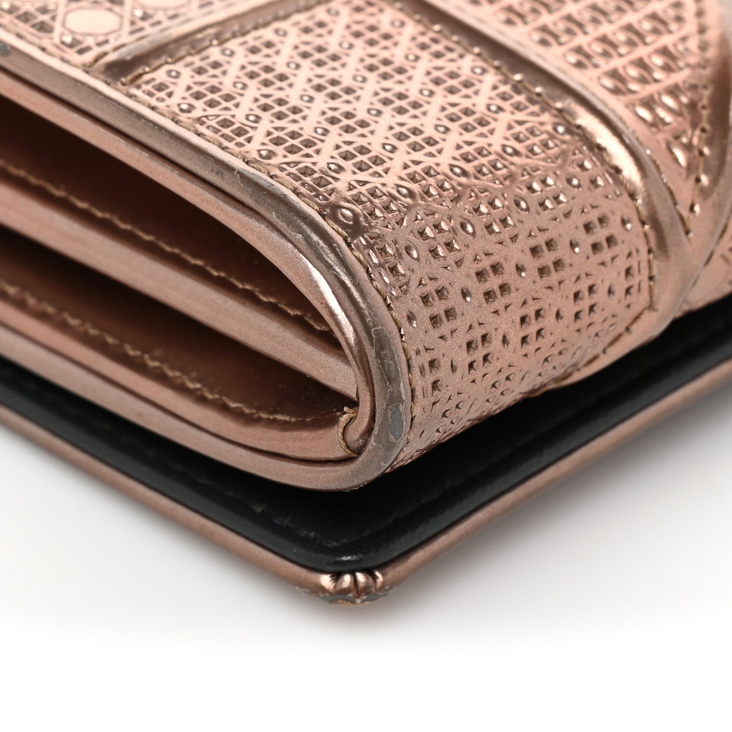 Christian Dior Metallic Patent Micro-Cannage Diorama Croisiere Chain Wallet Hyper Pink 14 of 17
