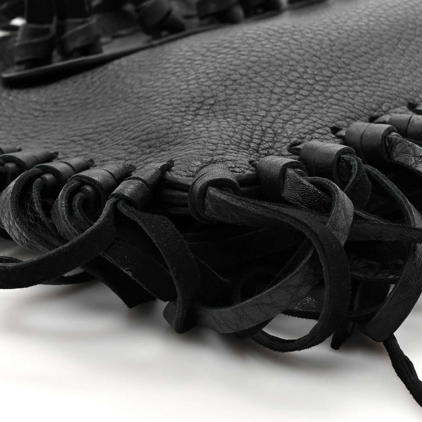 Calfskin Rockee Fringe Clutch Black