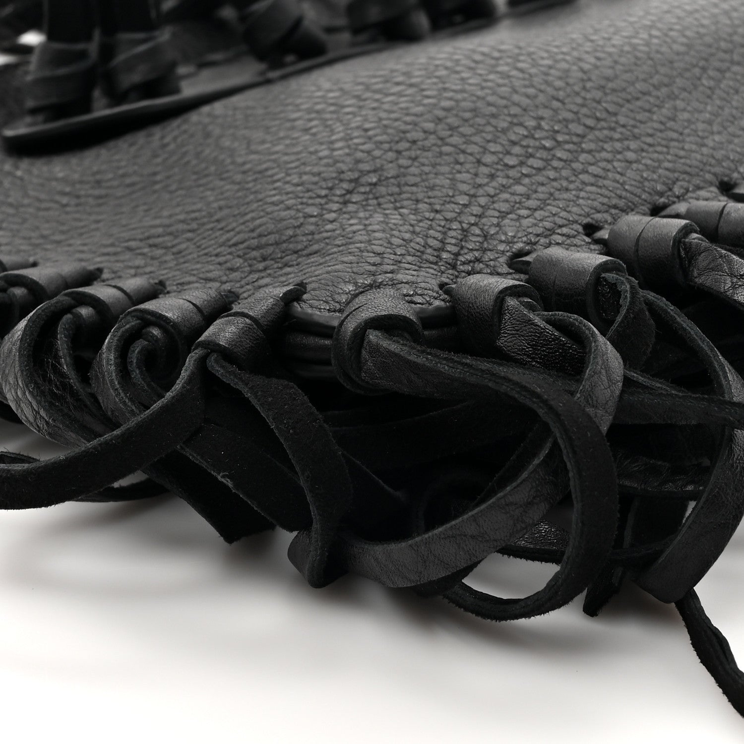 Valentino Garavani Calfskin Rockee Fringe Clutch Black 9 of 9