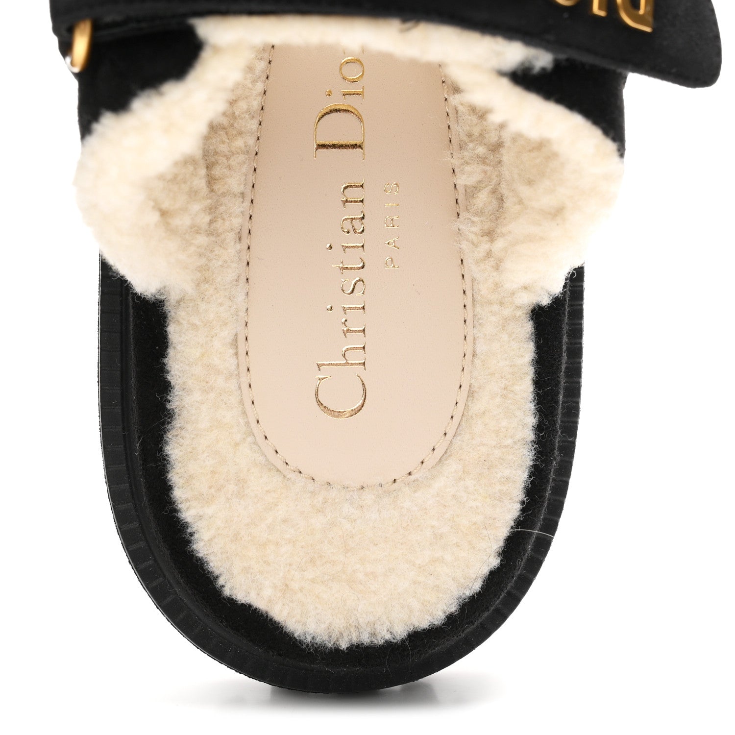 Christian Dior Suede Goatskin Shearling Effect Dioract 10mm Slide Sandals 35.5 Black 8 of 10
