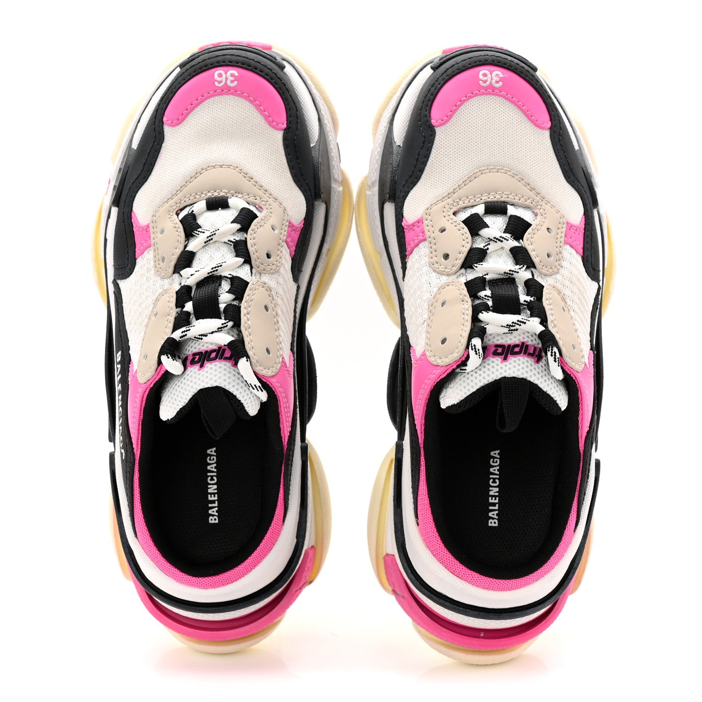 Fabric Mesh Womens Triple S Mule Sneakers 36 White Pink Black