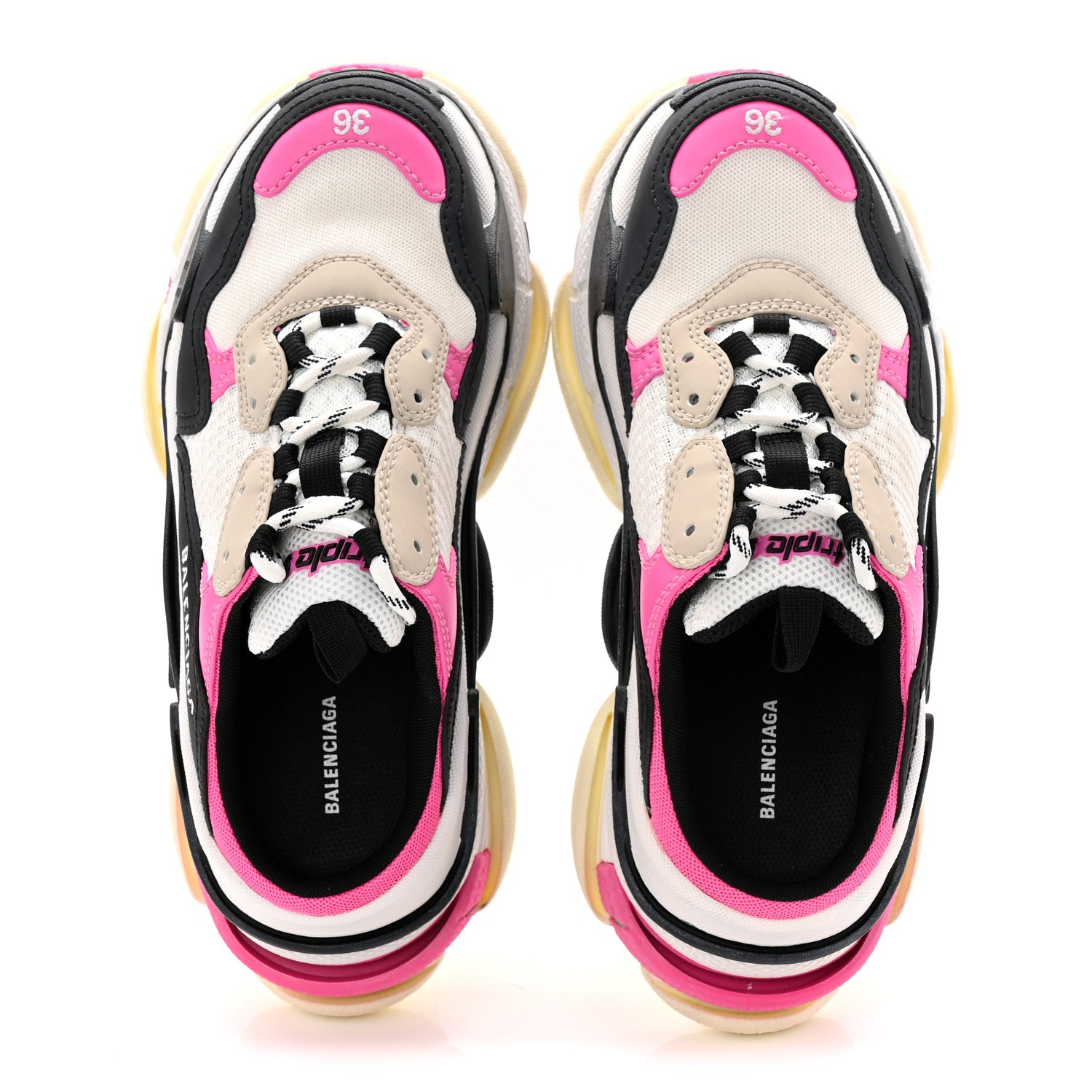 Balenciaga Fabric Mesh Womens Triple S Mule Sneakers 36 White Pink Black 5 of 11