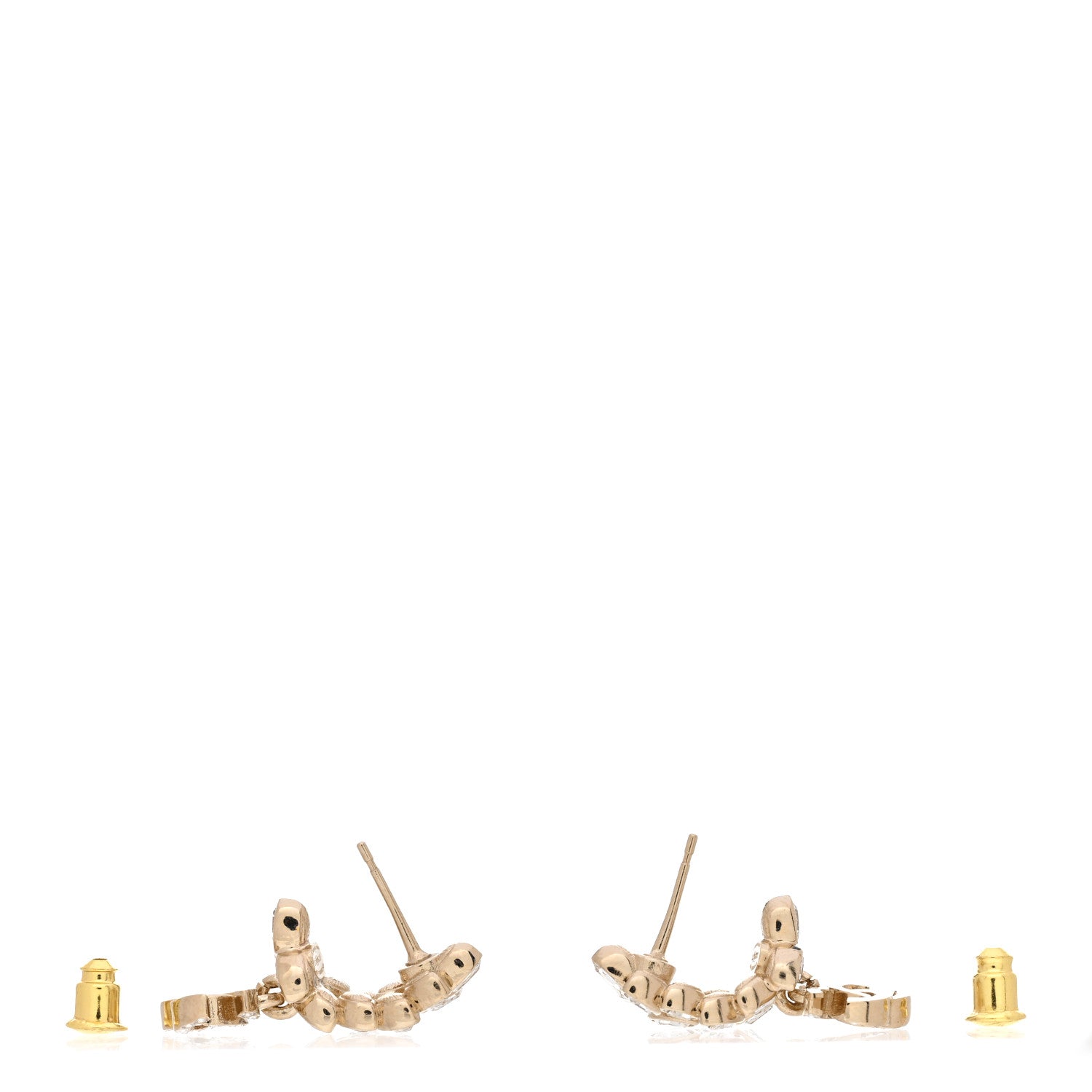 Chanel Crystal Sparkling Wheat CC Long Drop Earrings Gold 3 of 5
