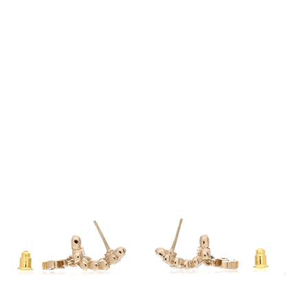 Chanel Crystal Sparkling Wheat CC Long Drop Earrings Gold 3 of 5