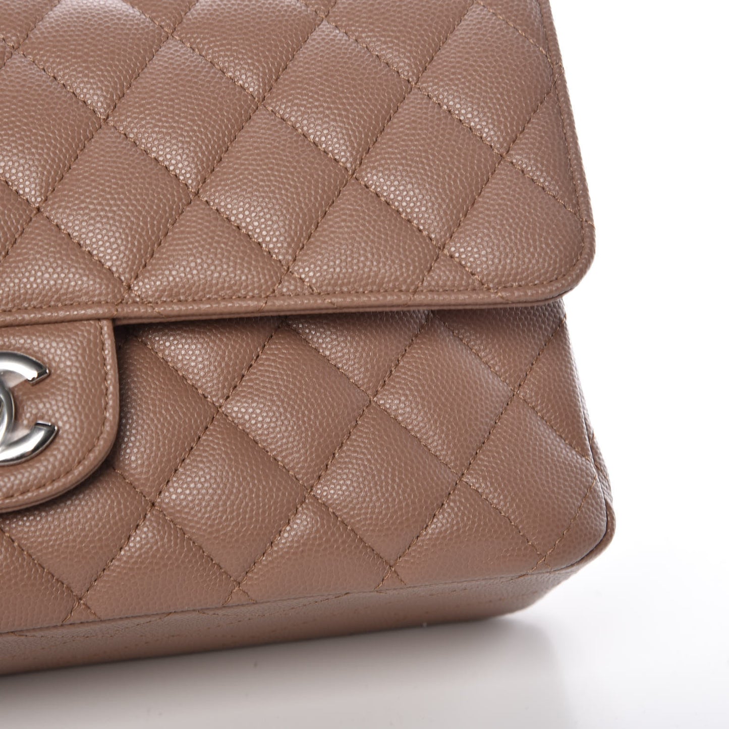 Caviar Quilted Medium Double Flap Dark Beige
