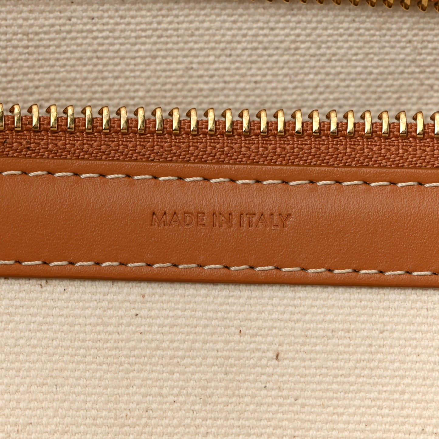 Canvas Calfskin Logo Print Small Horizontal Cabas Natural Tan