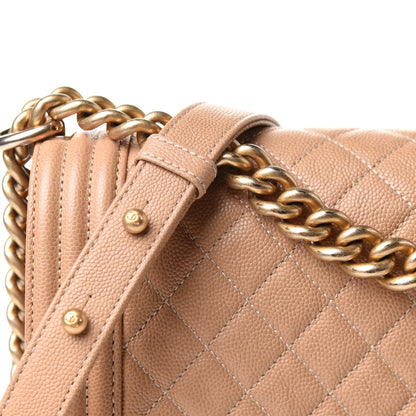 Chanel Caviar Quilted Medium Boy Flap Beige 9 of 13