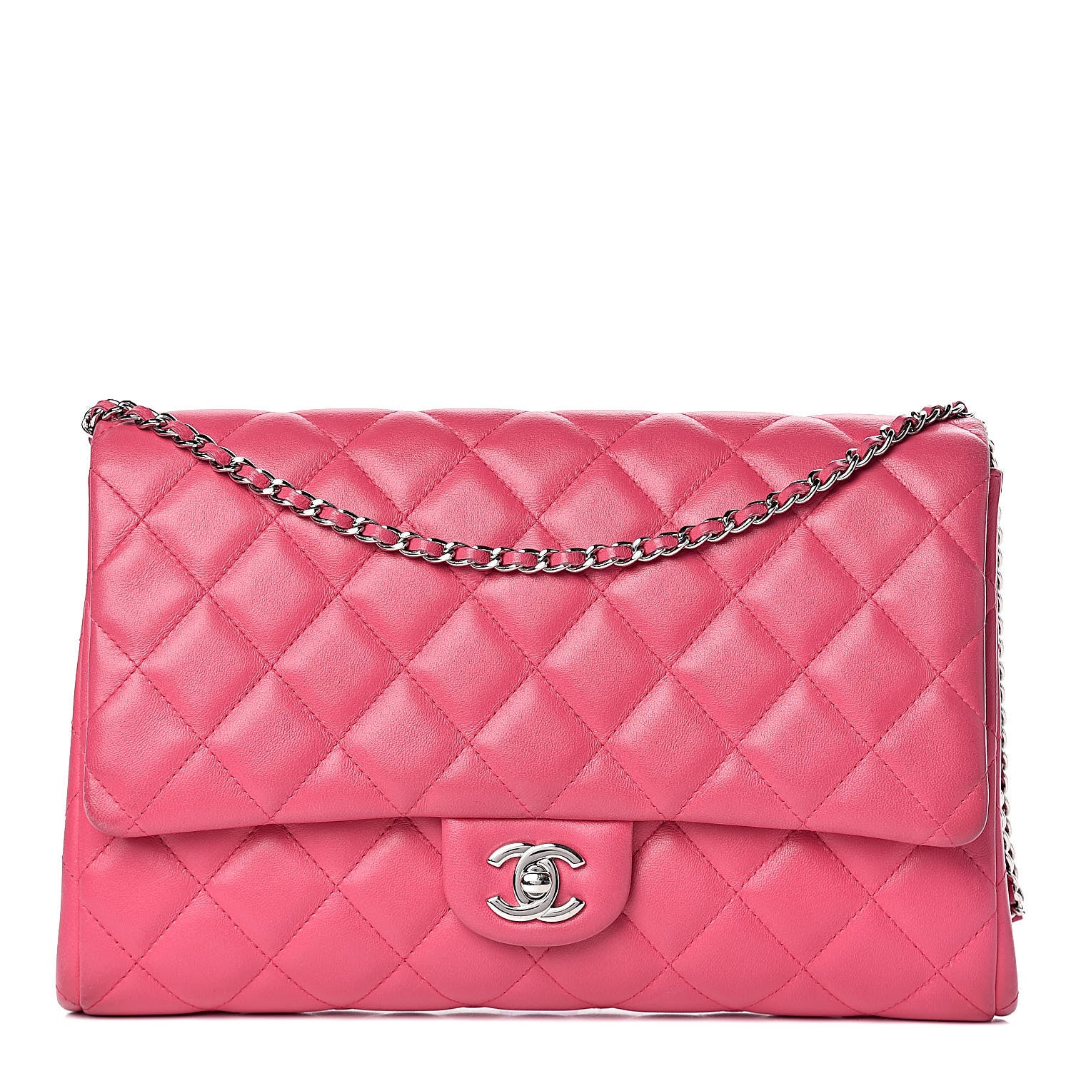 Chanel Lambskin Quilted Clutch With Chain Flap Pink 1 of 18
