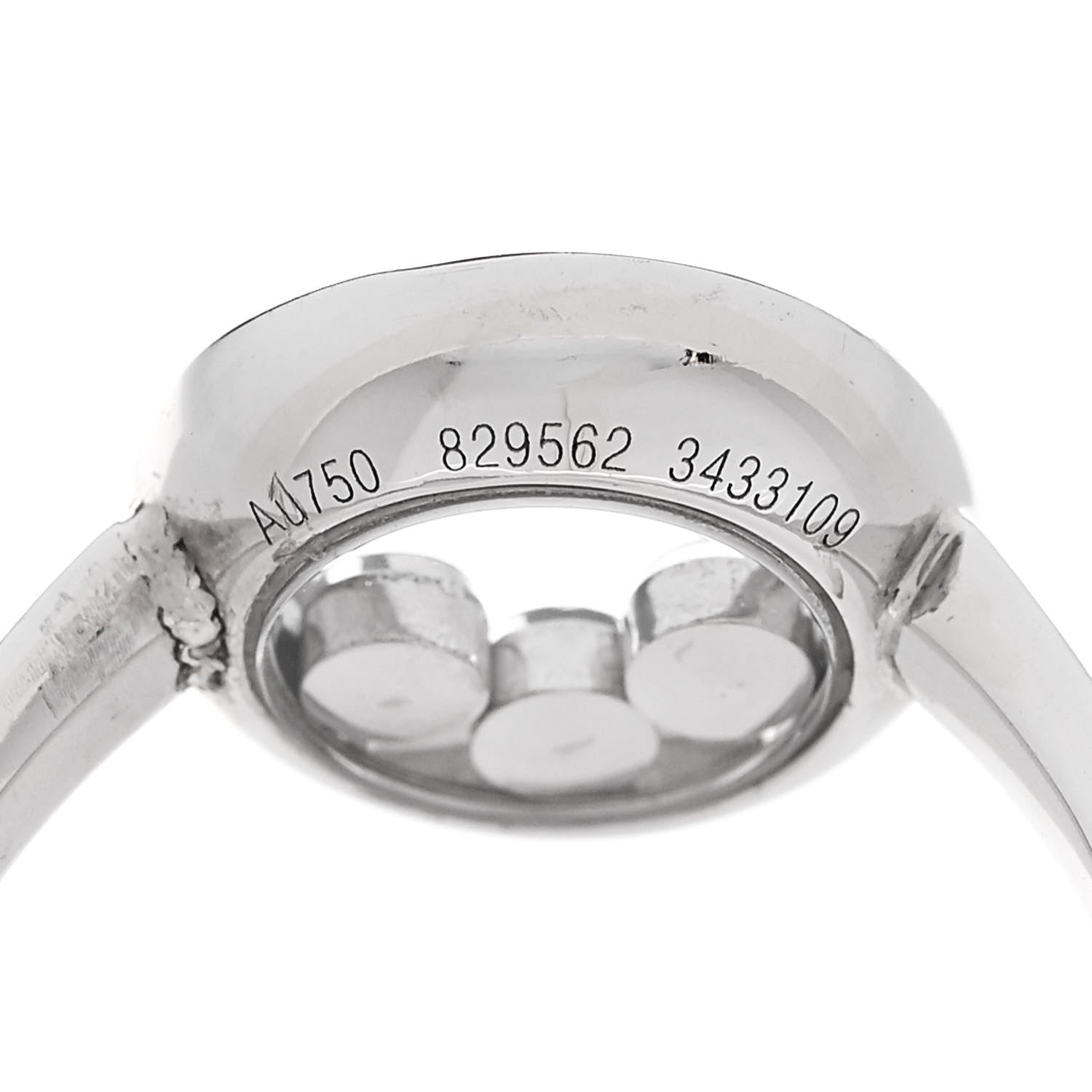 Chopard 18K White Gold 3 Happy Diamond Icons Ring 48 4.5 6 of 6